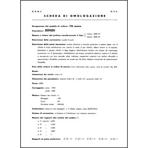 1955 Ferrari 750 Monza homologation sheet C.S.A.I. (Scheda di omologazione) (reprint)