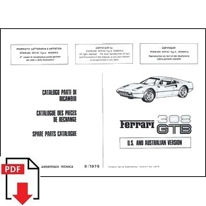 1976 Ferrari 308 GTB spare parts catalogue 128/76 PDF (it/fr/uk)