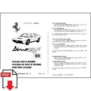 1979 Ferrari Dino 308 GT4 spare parts catalogue 172/79 PDF (it/fr/uk)