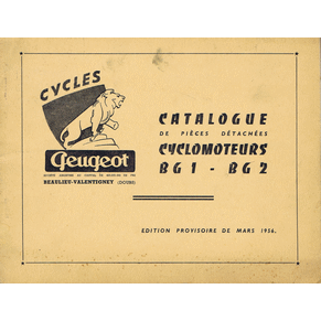 Catalogue de pièces détachées cyclomoteurs Peugeot BG1 -BG2 1956