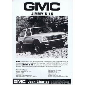 Brochure GMC Jimmy S 15/K 1500