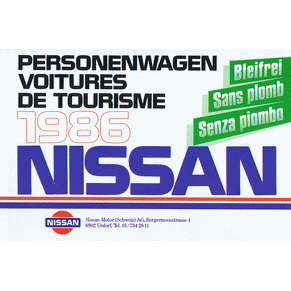 Brochure Nissan 1986 range (Switzerland)
