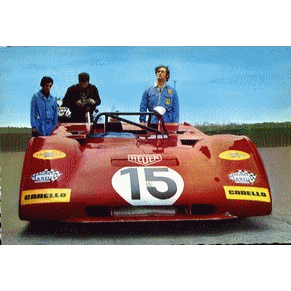 Post card 1971 Ferrari 312 PB n°15 Jacky Ickx + Clay Regazzoni / Scuderia Ferrari / Monza 1000 k