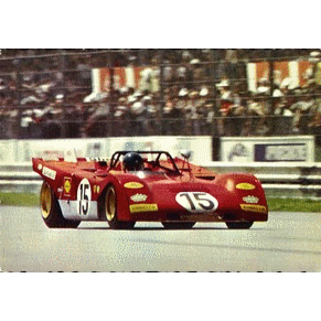 Post card 1971 Ferrari 312 PB n15 Jacky Ickx + Clay Regazzoni / Scuderia Ferrari / Monza 1000 k