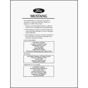 Ford Mustang 1995 owner's manual PDF