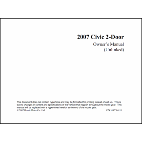 Honda Civic 2-Door owner's manual 2007 PDF