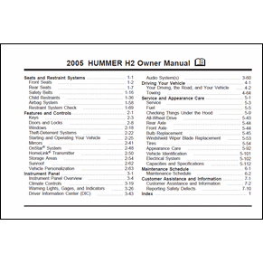 2005 Hummer H2 owner manual PDF