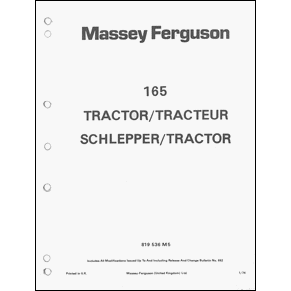 Parts catalogue Massey Ferguson tracteur 165 1974 PDF