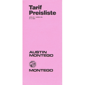 Price list Austin/MG Montego (Switzerland)