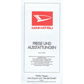 Price list Daihatsu 1985 (Germany)