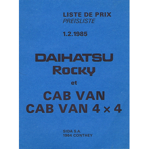 Price list Daihatsu 1985 Rocky & Cab Van (Switzerland)
