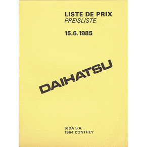 Price list Daihatsu 1985 (Switzerland)