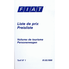 Price list Fiat 1988 (Switzerland)