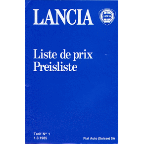 Price list Lancia 1985 (Switzerland)