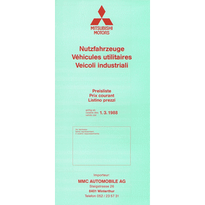 Price list Mitsubishi 1988 (Switzerland)