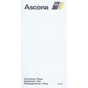 Price list Opel Ascona 1985 (Switzerland)