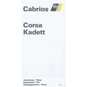 Price list Opel Cabrios Corsa/Kadett 1987 (Switzerland)
