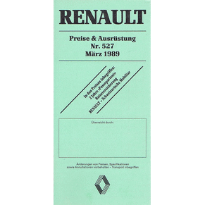 Price list Renault 1989 (Switzerland)