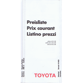 Tarif Toyota 1988 (Suisse)