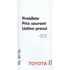 Price list Toyota 1989 (Switzerland)