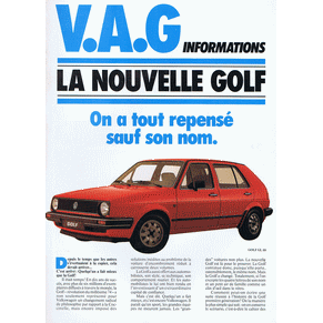 V.A.G informations la nouvelle Golf 2