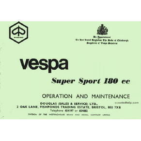 Vespa 180 Super Sport operation and maintenance PDF